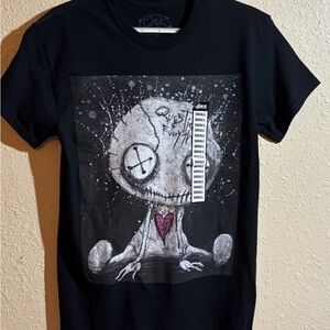 Black Graphic T-Shirt with Heart Design